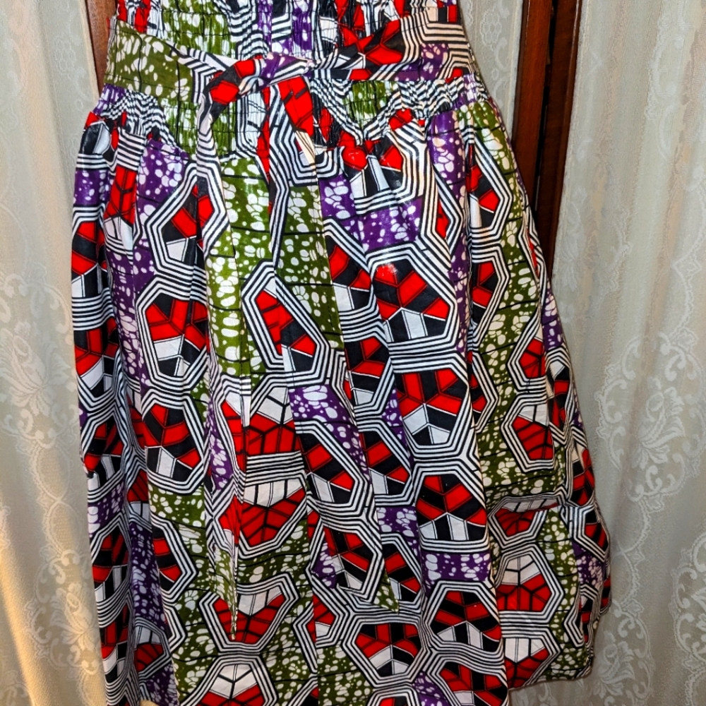 African print polish cotton skirt by Unity fits Small to 1X